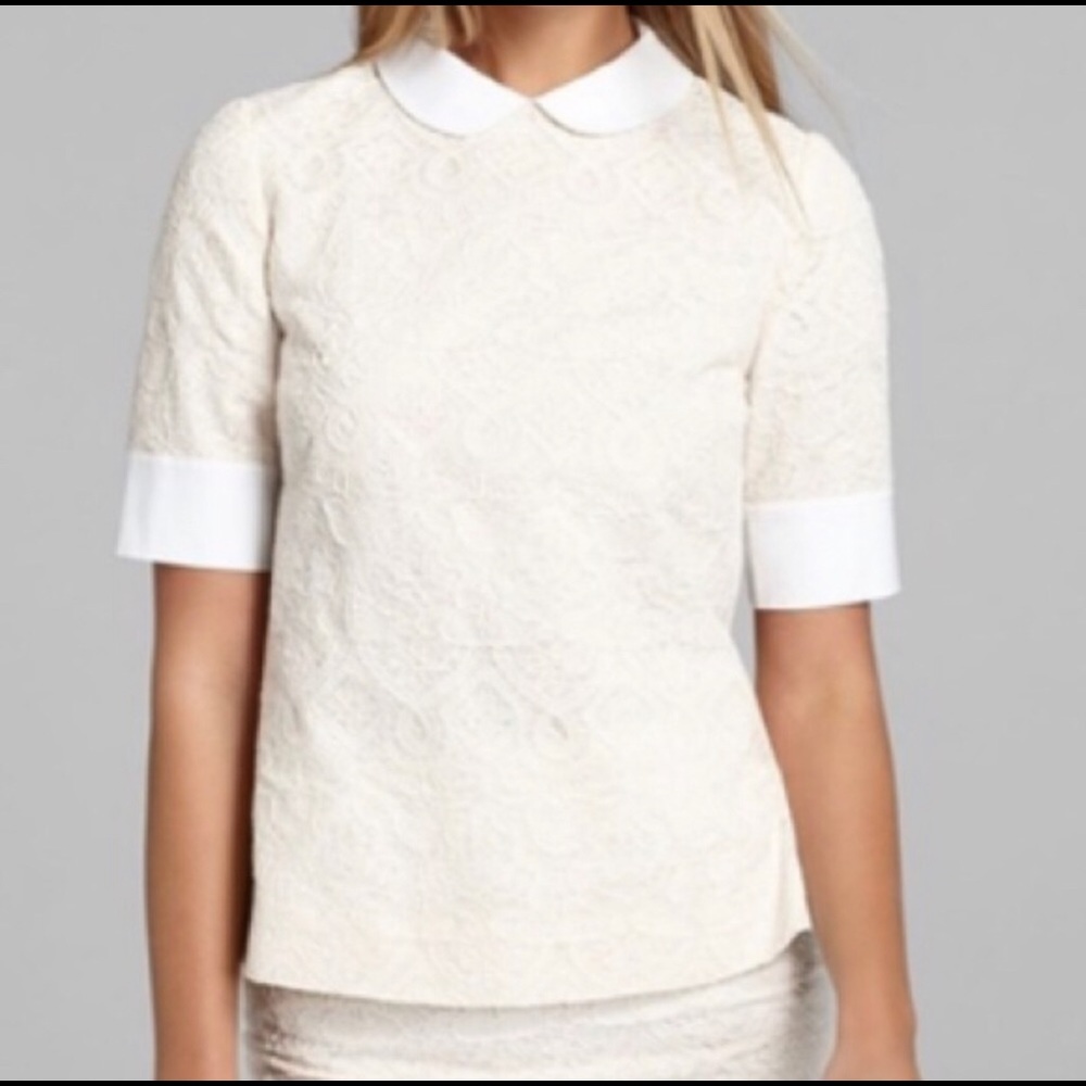 Tory Burch Aurelia Lace Top Cream size 12